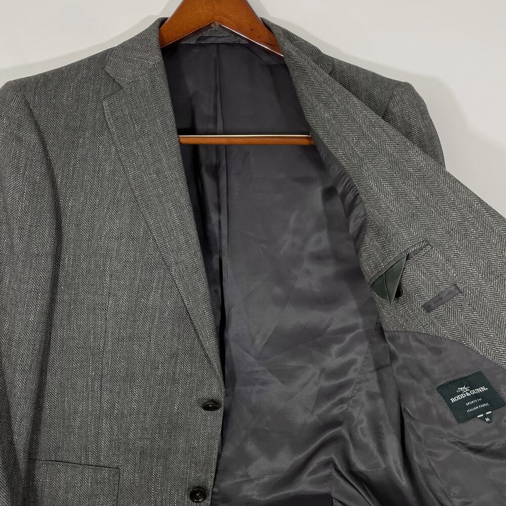 Rodd & Gunn South Hill Jacket Sz Medium Lichen Green Herringbone Wool Sportcoat